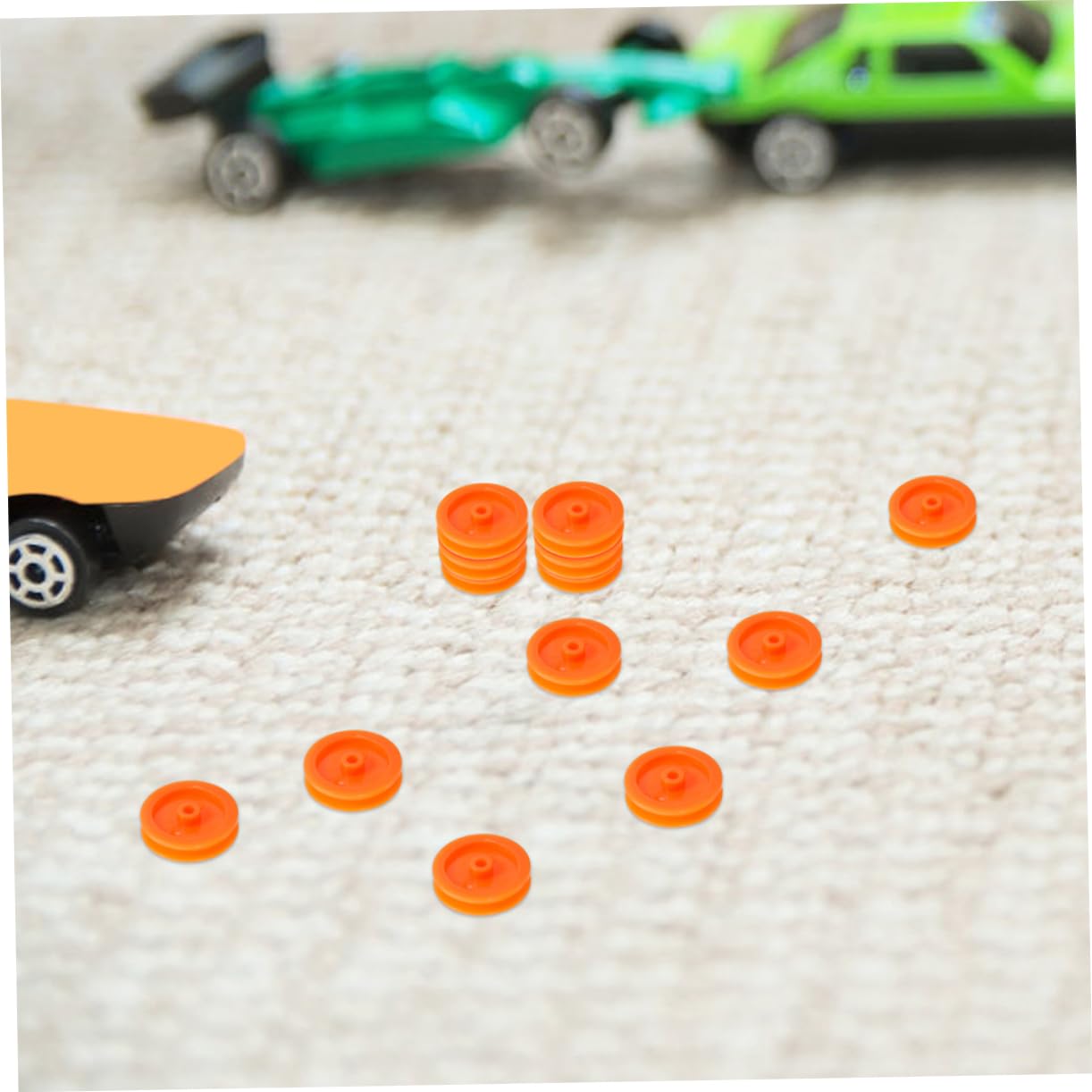 PRETYZOOM 50 Pièces Poulie En Plastique Poulie Poulie Mini-poulie Poulie De Corde Poulie Miniature Roues De Bricolage Poulie Pour Voiture Rc Roues Artisanales Jeu De Poulie Orange