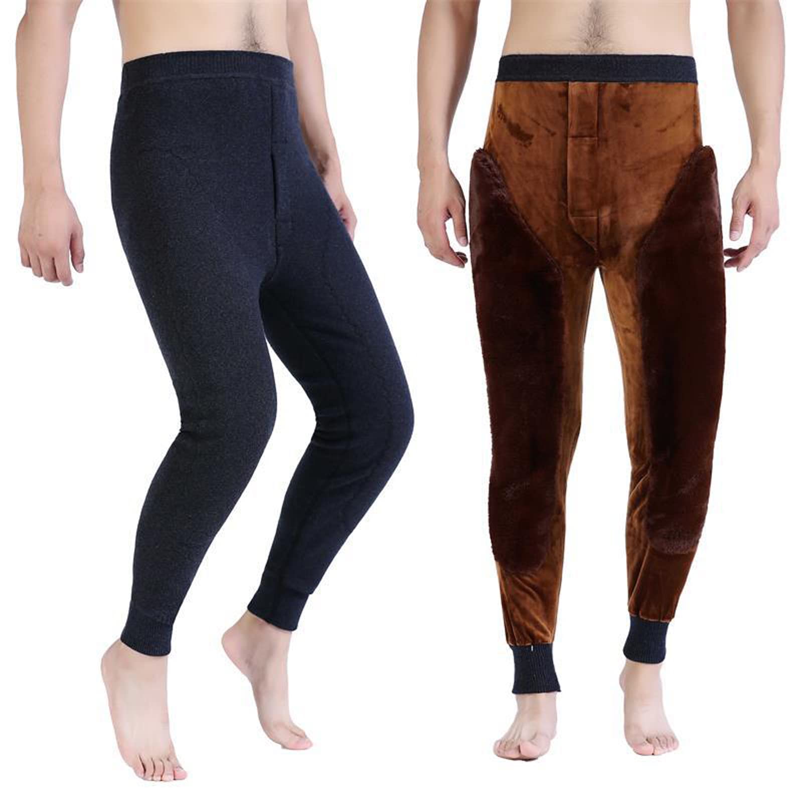 Pantaloni termici in pile da uomo biancheria intima Elasticità a vita alta pesante inverno caldo foderato lunghi Leggings pantaloni della