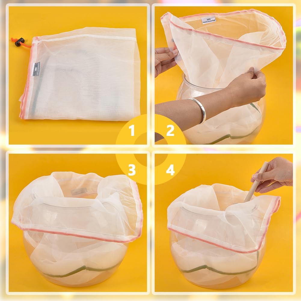 BENECREAT 8 bolsas de filtro de malla de nailon de 5 galones, 25 ~ 220 micrones, todos los tamaños de malla con fieltro de filtro para aplicaciones hidropónicas, horticultura y filtración de líquidos