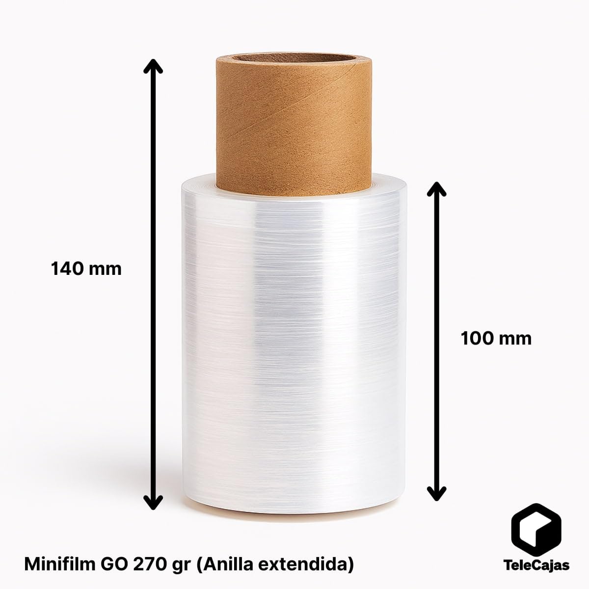 TELECAJAS | MiniFilm GO Estirable Transparente | Film de Embalaje para Retractilar y Envolver Productos | Protección en Logística | Resistente y Fácil de Usar | 100 ml - Peso 270 gr | Pack de 40