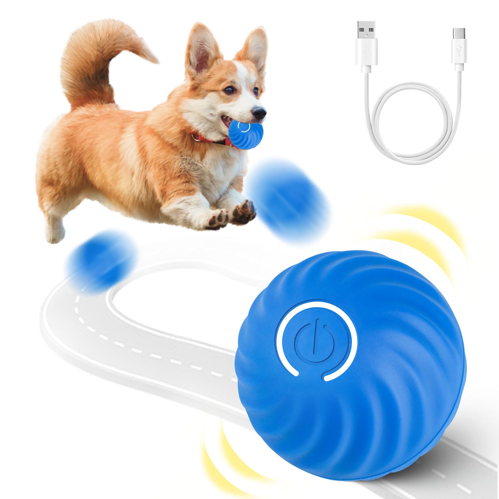 VMUTGA Pelota Interactiva para Perros, Ultra Ball Medium, Recargable por USB, Duradera y Automática, para Cachorros, Pequeños y Medianos
