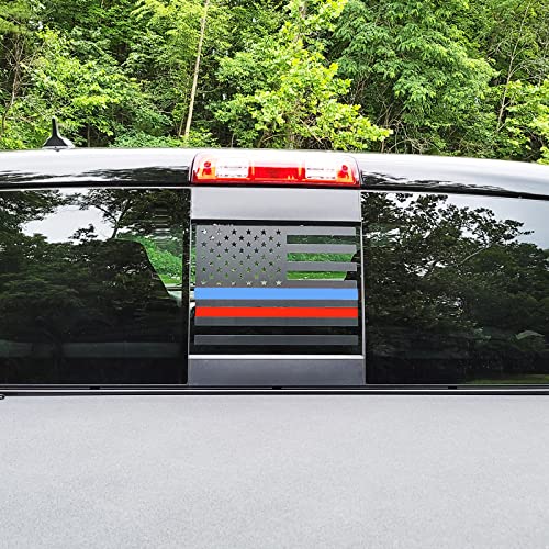 Image of Xinghe for Chevy Silverado GMC Sierra Chevrolet Colorado, Rear Middle Window American Flag Decals Stickers (Matte Black RedBlue Line, for 2004-2018 Sierra Silverado)
