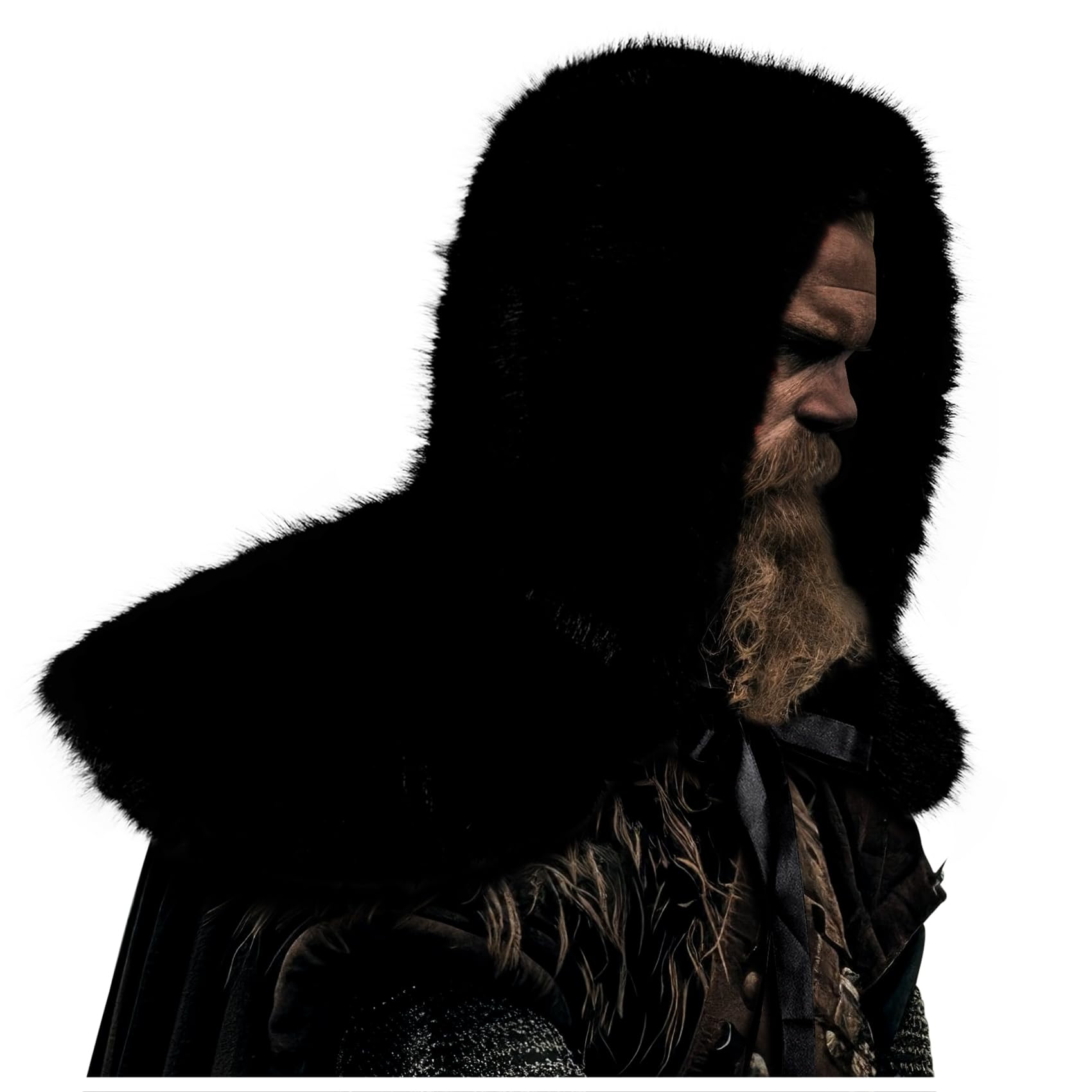 L'VOW Viking Men Warrior Faux Fur Hooded Hat Nordic Fur Hat Collar Wrap Cover Up Hunter Costume Accessory