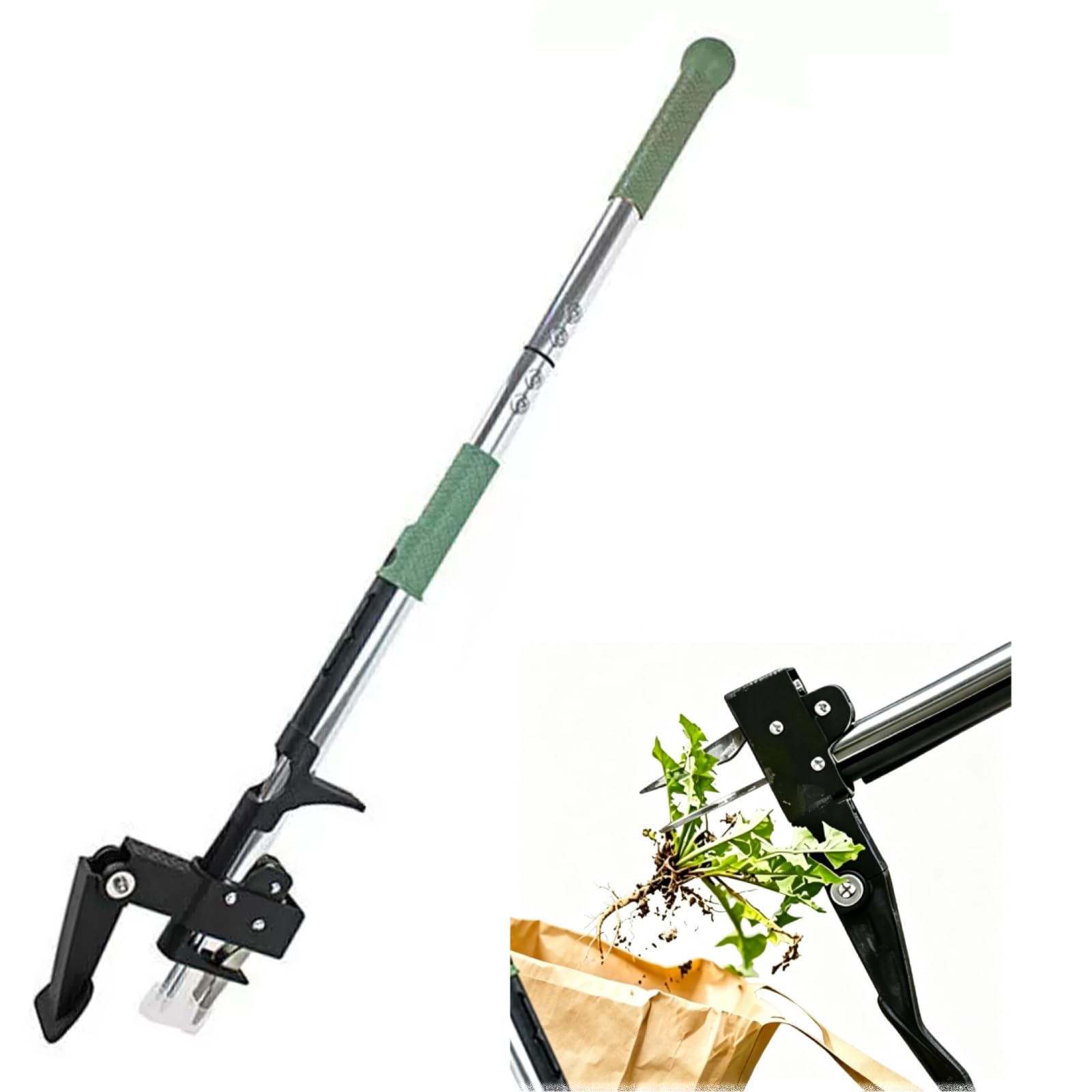 JNYYGSALL 102cm Weed Remover Tool, Stand Up Weed Puller Root Remover with Stainless Steel 4 Claws and Foot Pedal, Long Handle Heavy-Duty No-Bend Weeding Tool for Garden, Lawn & Driveway