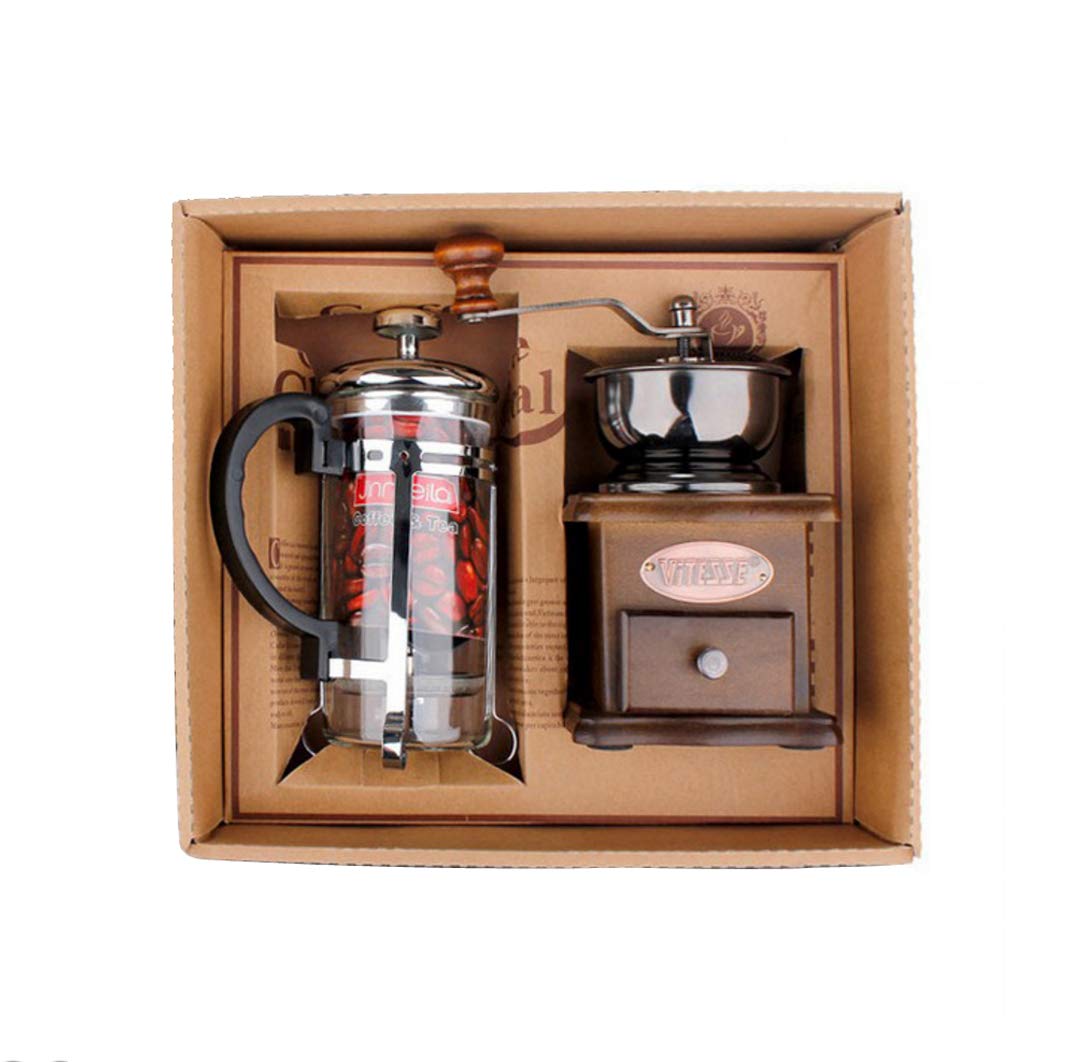 Máquina de café de prensa francesa para cafetera de té y granos de café, de acero inoxidable, 4 filtros, taza de viaje, 800 ml