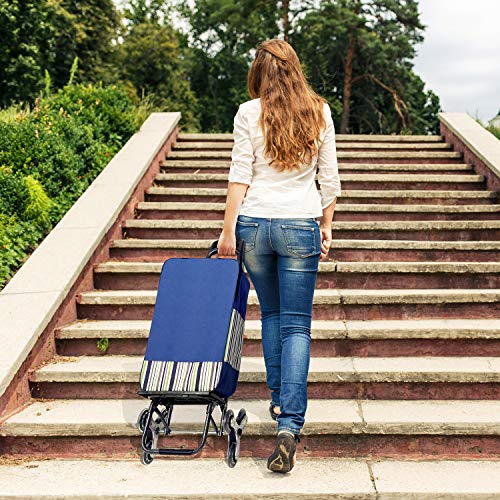 image for HOUSE DAY Foldable Shopping Cart with Super Easy Loading Stair Climber