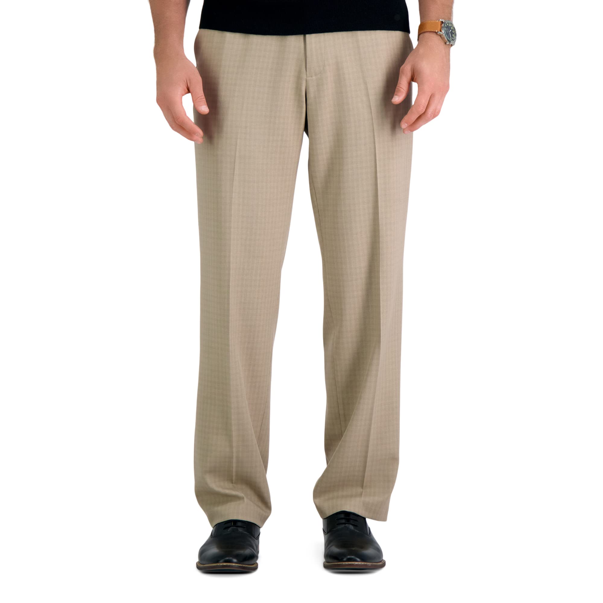 Haggar Premium Comfort Dress Pant - Classic Fit Flat Front Medium Khaki