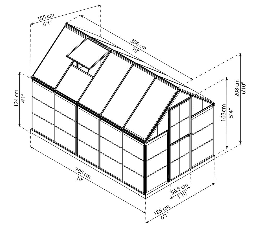 Palram Komplett-Set: Gewächshaus Hybrid 208 cm Grün Treibhaus Garten