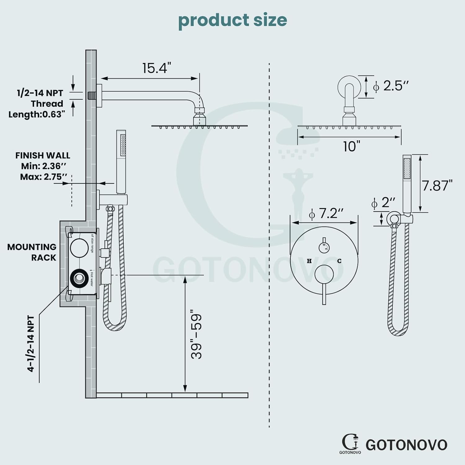 Prоmо Dіѕсоunt Uр Tо 70% оƒƒ Matte Black Shower System 10 Inch Round Rain Shower Head with Handheld Spray Wall Mount Luxury Shower Combo Set Rough-in Valve and Shower Trim Included Bathroom 304 Stainless Steel