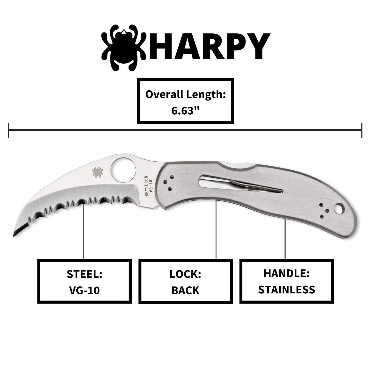 Amazon | Spyderco(スパイダルコ) ハーピー 波刃 C08S | Spyderco 