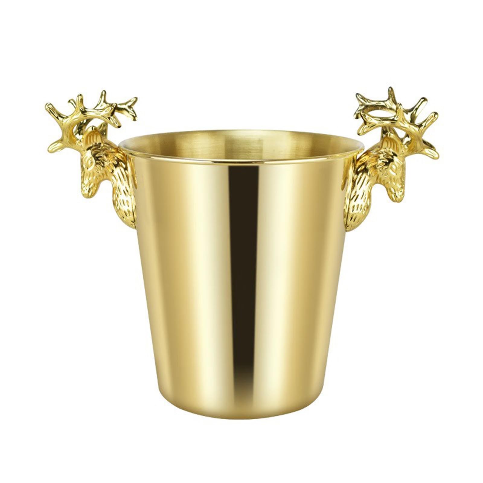 Wiadro z lodem Wiaderko do lodu ze stali nierdzewnej z eleganckimi uchwytami, chłodziarka do szampana i wina, akcesoria imprezowe i barowe, złote Chłodziarka do wina(Mały)