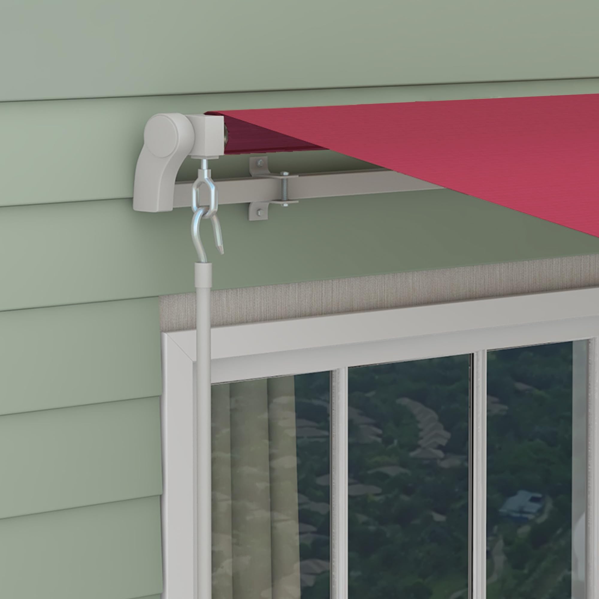 Outsunny Toldo Manual Retráctil 4x2,5 m Ángulo Ajustable Rojo | Toldo Exterior Terraza, Brazo Articulado, Estructura de Aluminio, Anti-UV e Impermeable, para Jardín