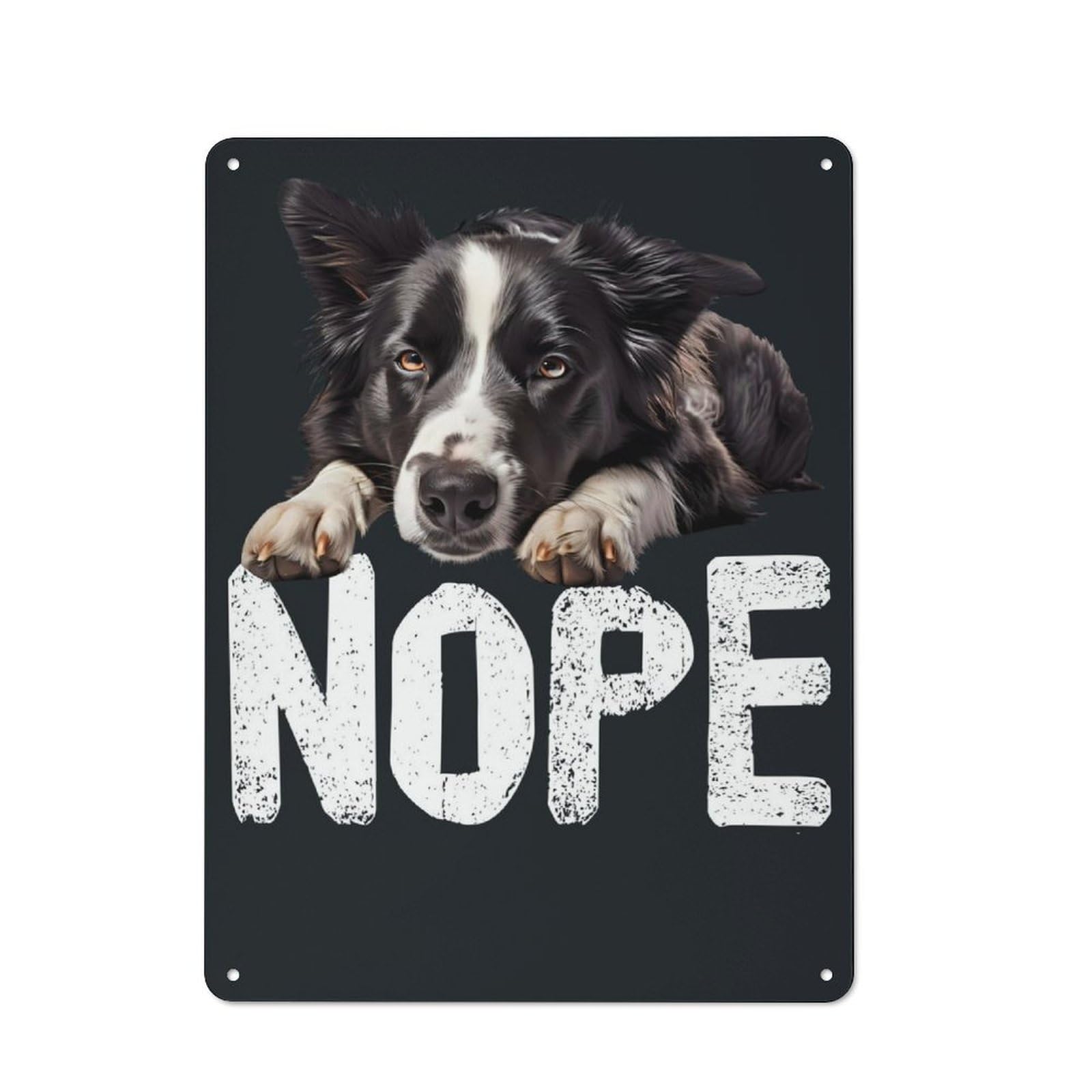 Junmoney Border Collie Nope Shed Style Metal Wall Decor 40X30cm, Tin Sign For Conservatory, Home Bar Or Utility Room