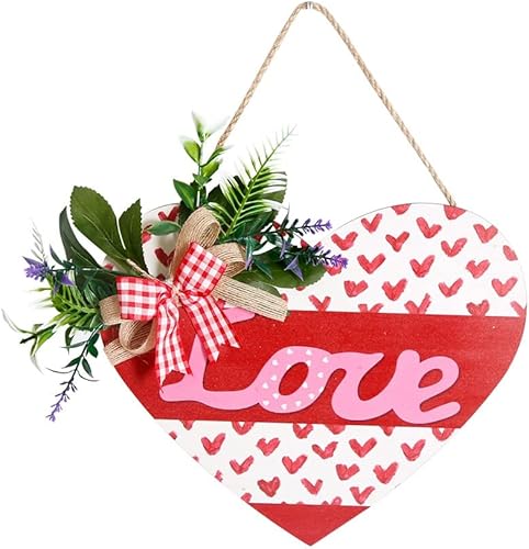 Letrero colgante para el día de San Valentín placa de madera letrero de bienvenida de primavera letrero impreso con flores decoración del día de San