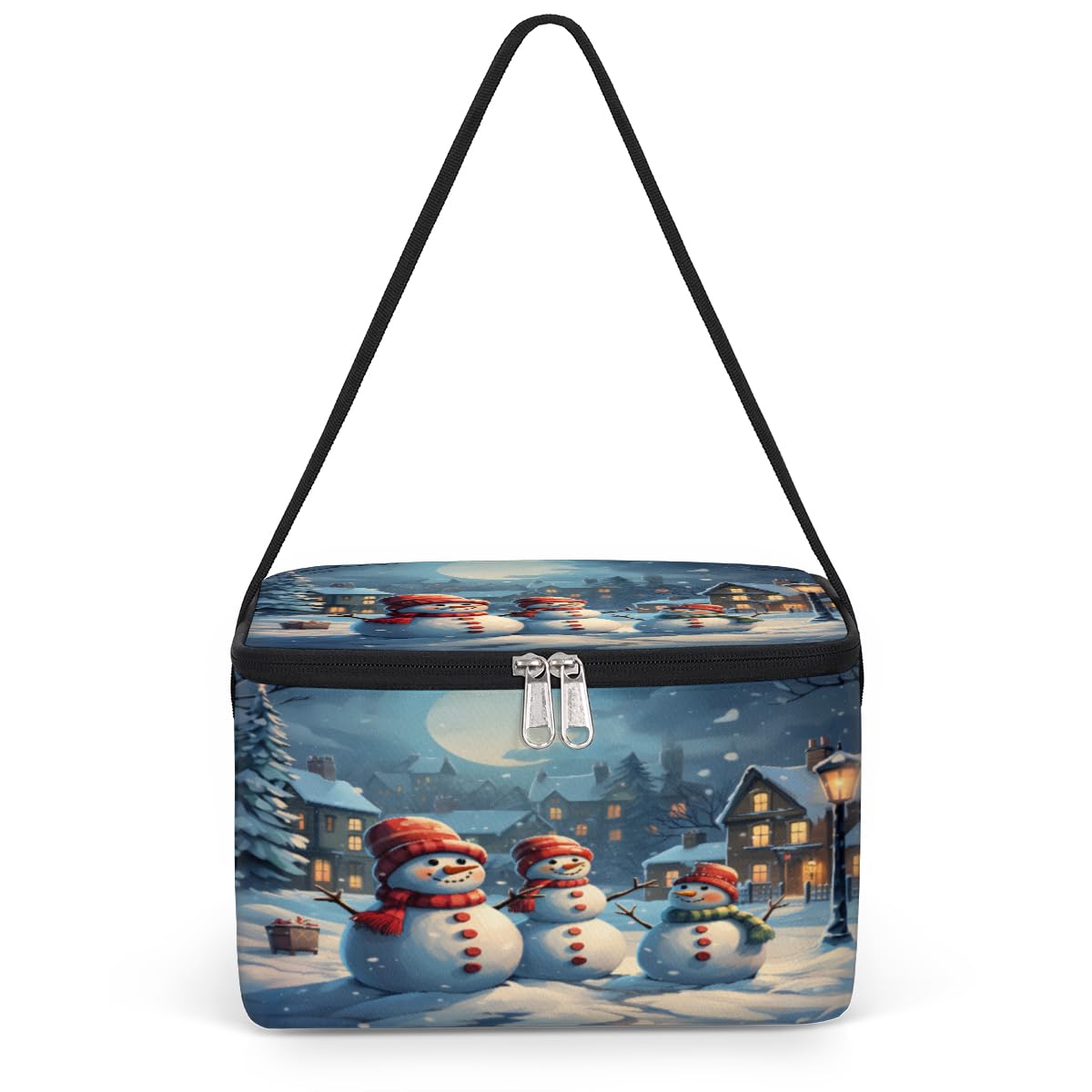 GzLeyigou Snowman Christmas Lunch Bags for Women Men 9 Cans, Hot & Cold Food Delivery Bag Insulated Grocery Bag Insulated Lunch Box Cooler Bag for Office Work Picnic Beach