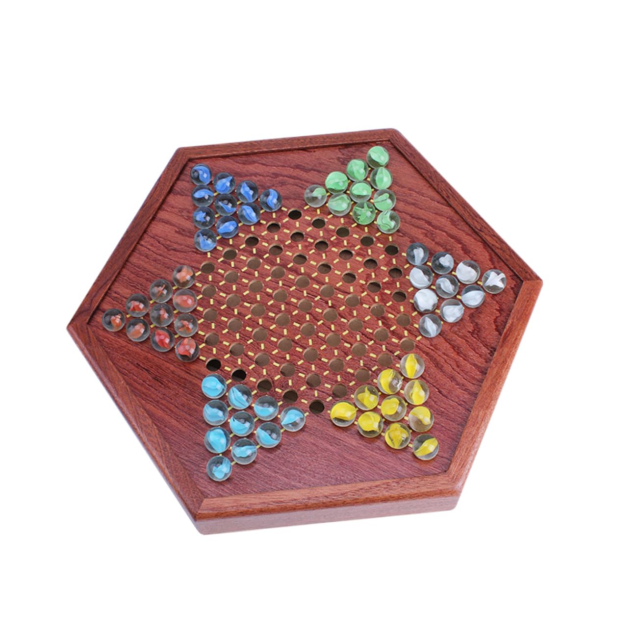 Damas Chinas 1 Set de Madera Tablero Hexagonal Marrón