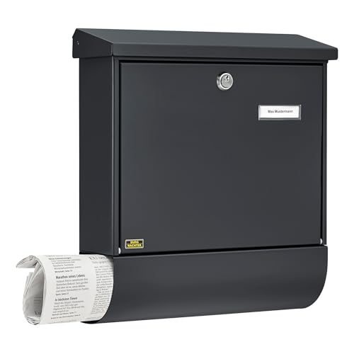 Burg Wächter Briefkasten mit Zeitungsfach und Namensschild, Verzinkter Stahl, Einwurf-Format DIN C4, Inkl. 2 Schlüssel, Set Vario ANT, Anthrazit (ähnlich RAL 7016), SET VARIO 86720 ANT
