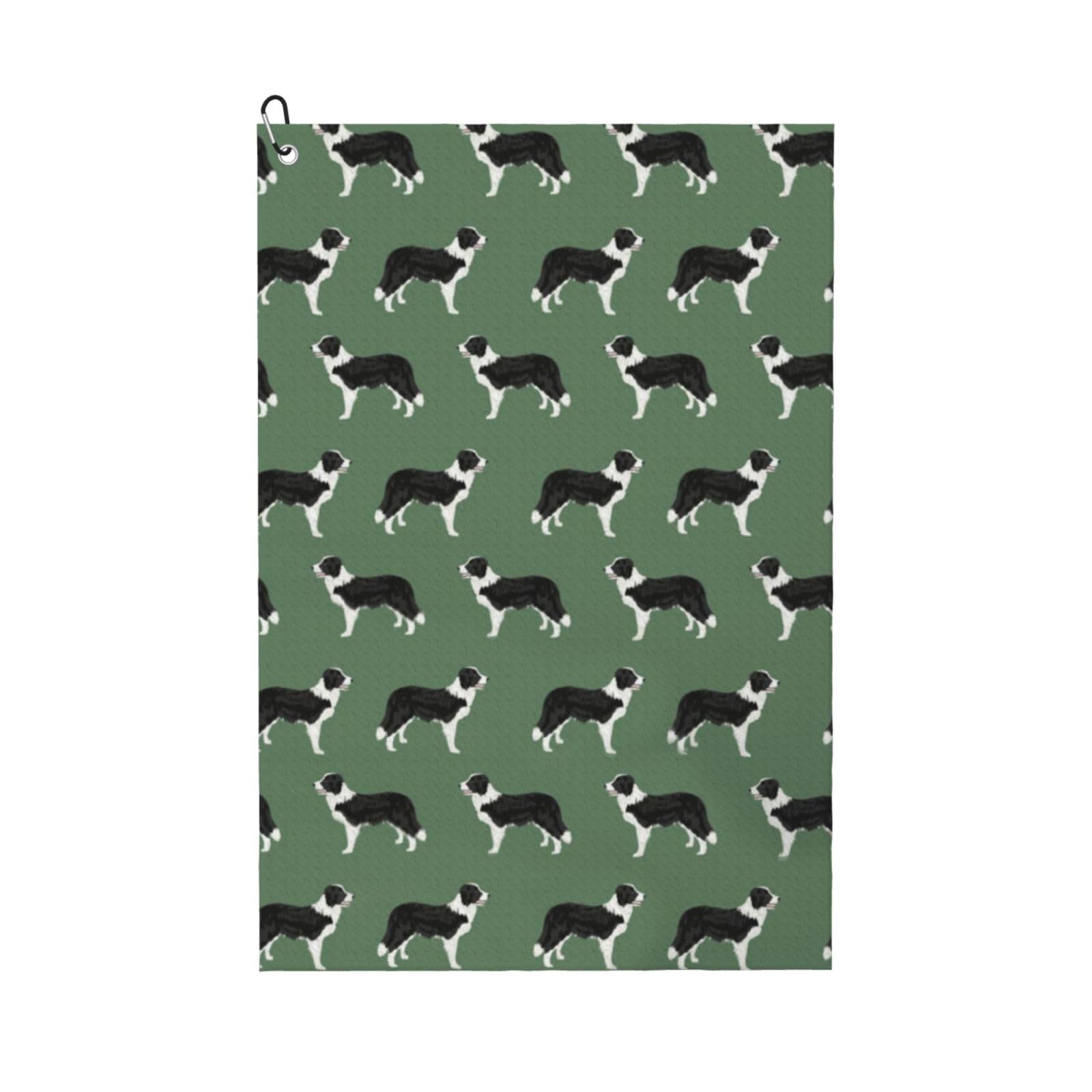 Hnnkloy Border Collies Green Border Collie Collies, 16x24 in Portable Waffle Golf Towels with Carabiner Clip for Golf Bag