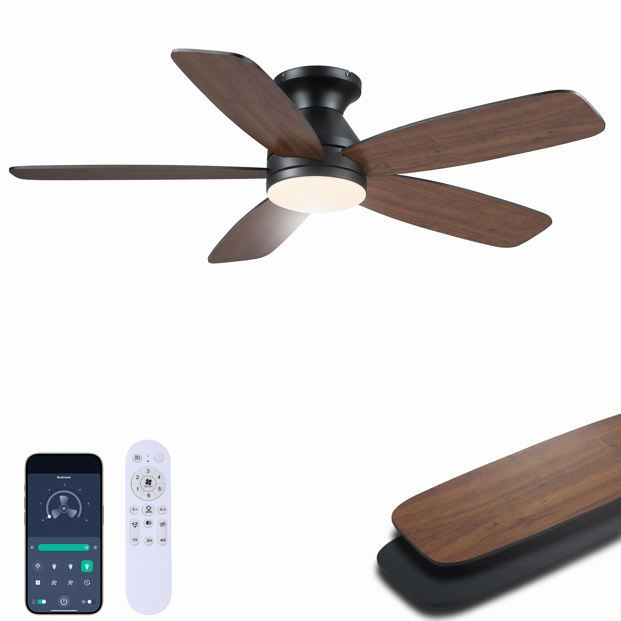 JSAITEE 48 Inch Ceiling Fan With Light