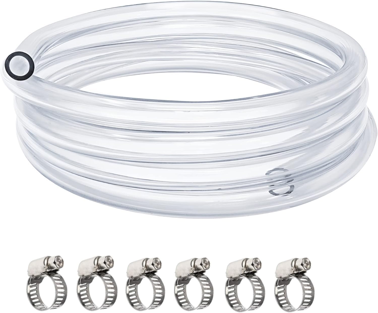 Zazolyne 10 Feet Beer Line Tubing No Plastic Taste,Beer Brewing Silicone tubes 3/16" ID(5mm),5/16" OD(9mm) Clear Silicone Tubing with 6 Hose Clamps for Kegs, Kegerator, Wine Making, Air Hose