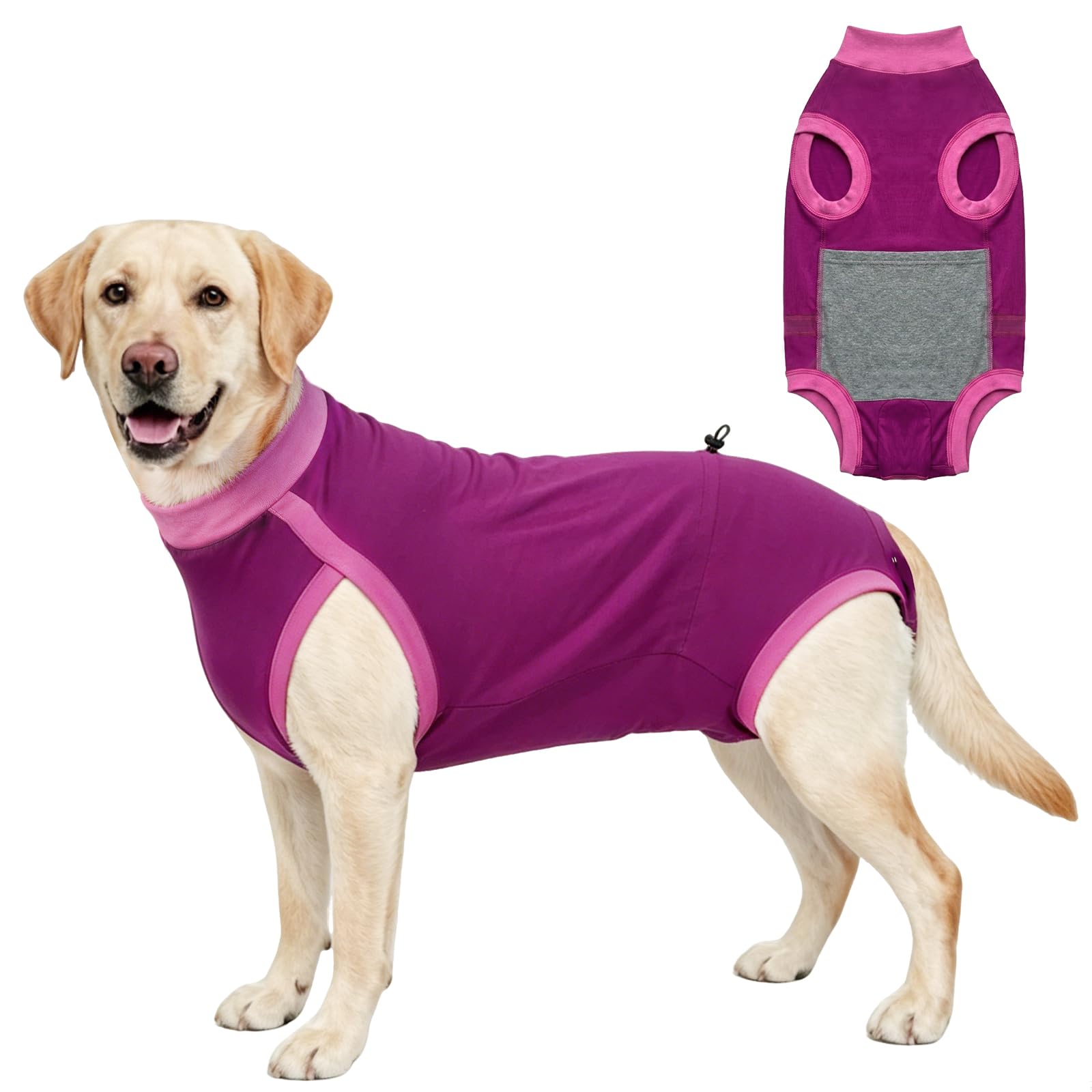 Poiinvc Dog Surgery Recovery Suit for Male and Female Adjustable Waist Cotton Post-Surgery Bodysuit Double-Layer Abdominal Anti-Lick Fabric Breathable and Comfortable Suitable Dogs Cone Alternative
