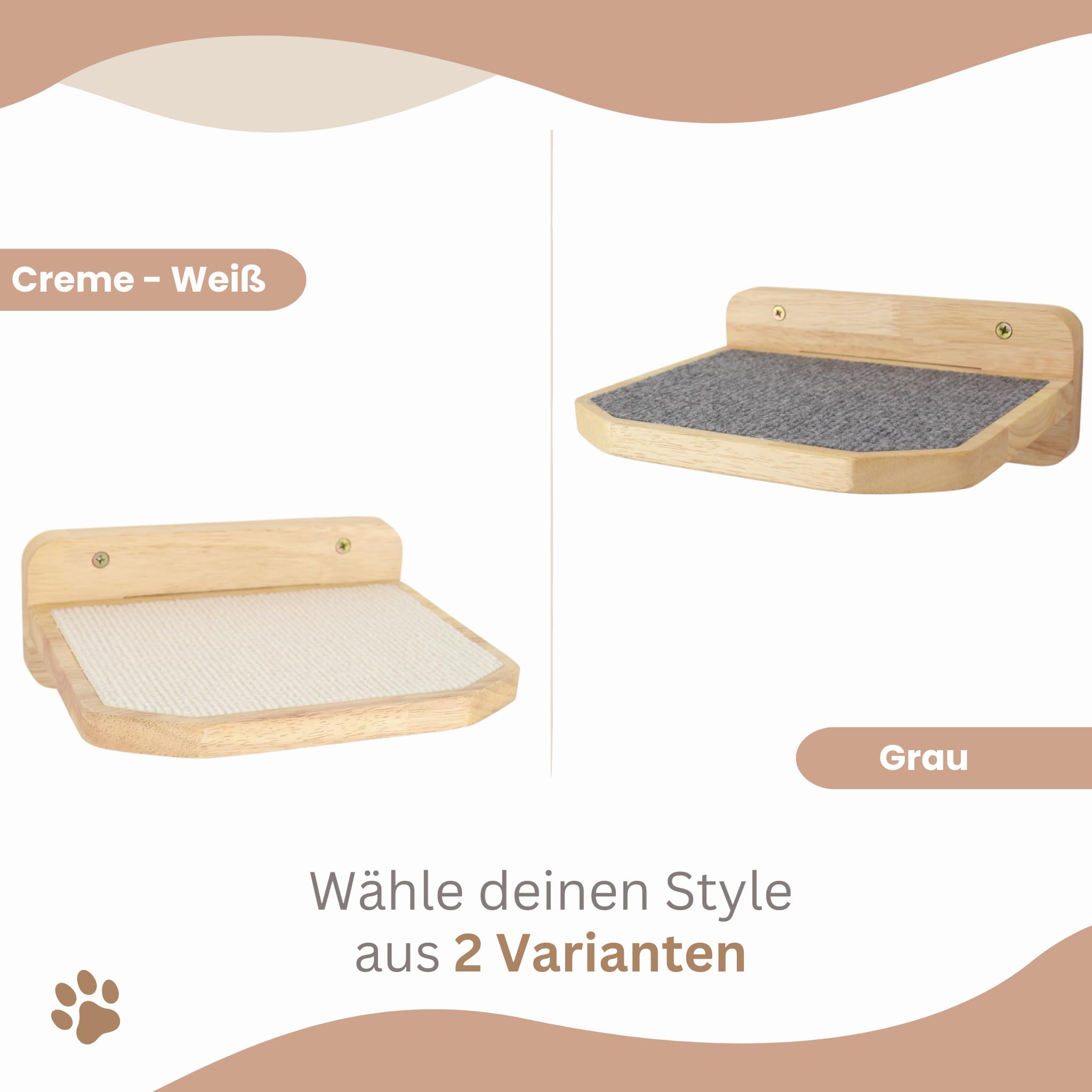 AZANO® Katzentreppe 3er Set | Groß | Kletterwand Katzen | Katzenleiter Wand [Modernes Design aus Holz] | Katzentreppe Wand | Katzenleiter | Größe L (Weiß)