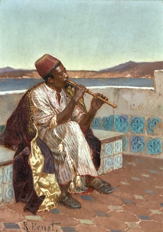 Cuadro Músico en la terraza lienzo abstracto Rudolf Ernst decorativo