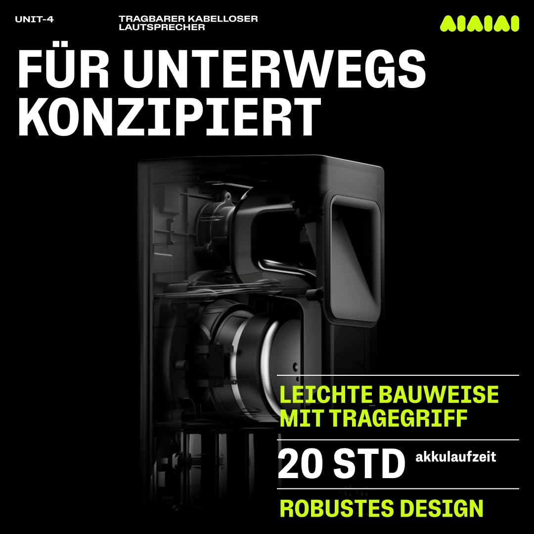 AIAIAI Unit-4 Wireless+ przenośny, bezprzewodowy głośnik z bardzo dużą opóźnieniem, nieskompresowany dźwięk, 20+ godzin odtwarzania, Bluetooth (jednoczęściowy)
