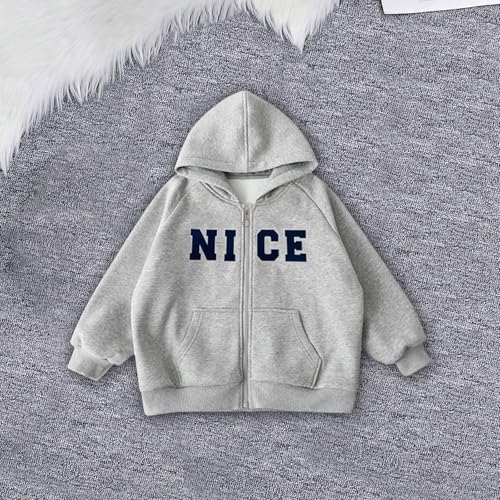 School Aesthetic Hooded Jacket for Girls Boys Zipper up Letter Graphic Coat Kids Fall Winter Oversized Causal Trendy Clothes3