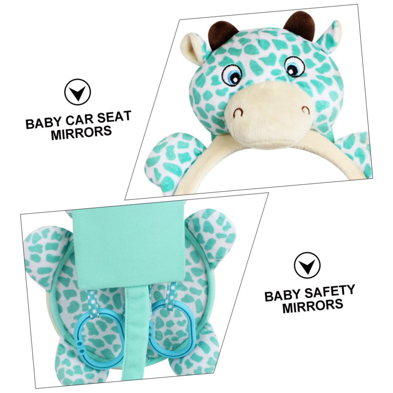 VICASKY 3 Piezas Espejo De Para Bebés De Espejo De Coche Asiento Para Niños Pequeños De Del Coche Green Felpa