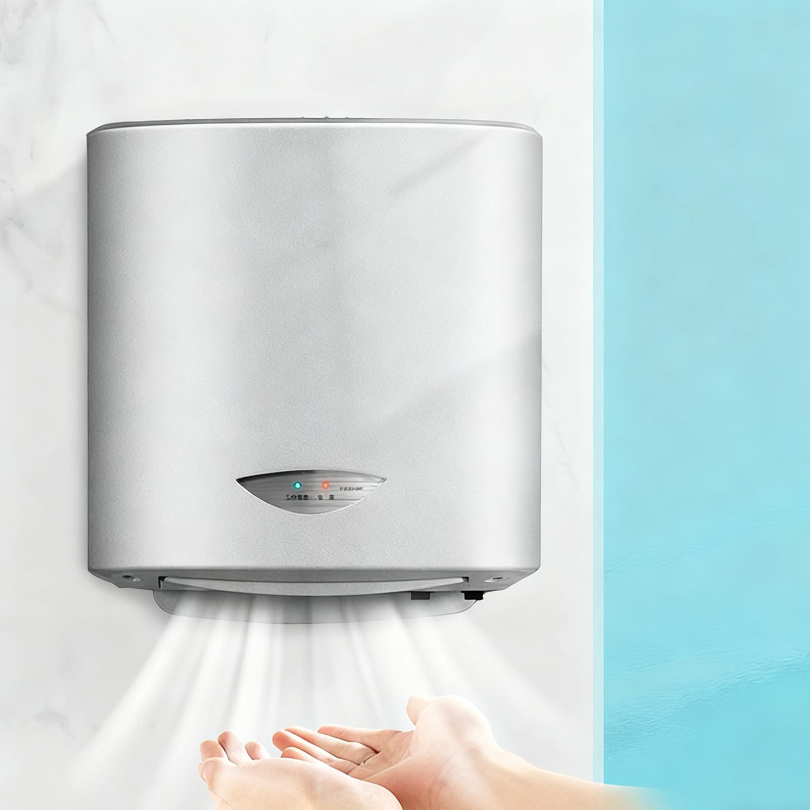 Automatyczna suszarka do rąk, montaż ścienny 1200 W przepływ gorącego i zimnego powietrza, szybkoschnąca w 10 sekund do użytku domowego i komercyjnego