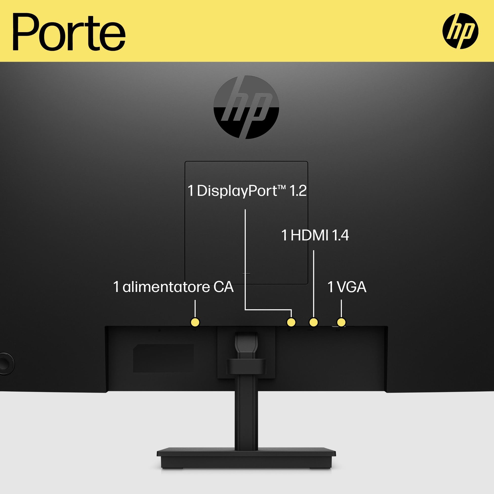 HP V27ie Monitor da 27", FHD, 16:9, Antiriflesso, Pannello IPS da 75Hz, Tempo di Risposta 5 ms, Reclinabile, VESA 10x10 cm, AMD FreeSync, 250 Nits, Low Blue Light, VGA, HDMI, DisplayPort, Nero