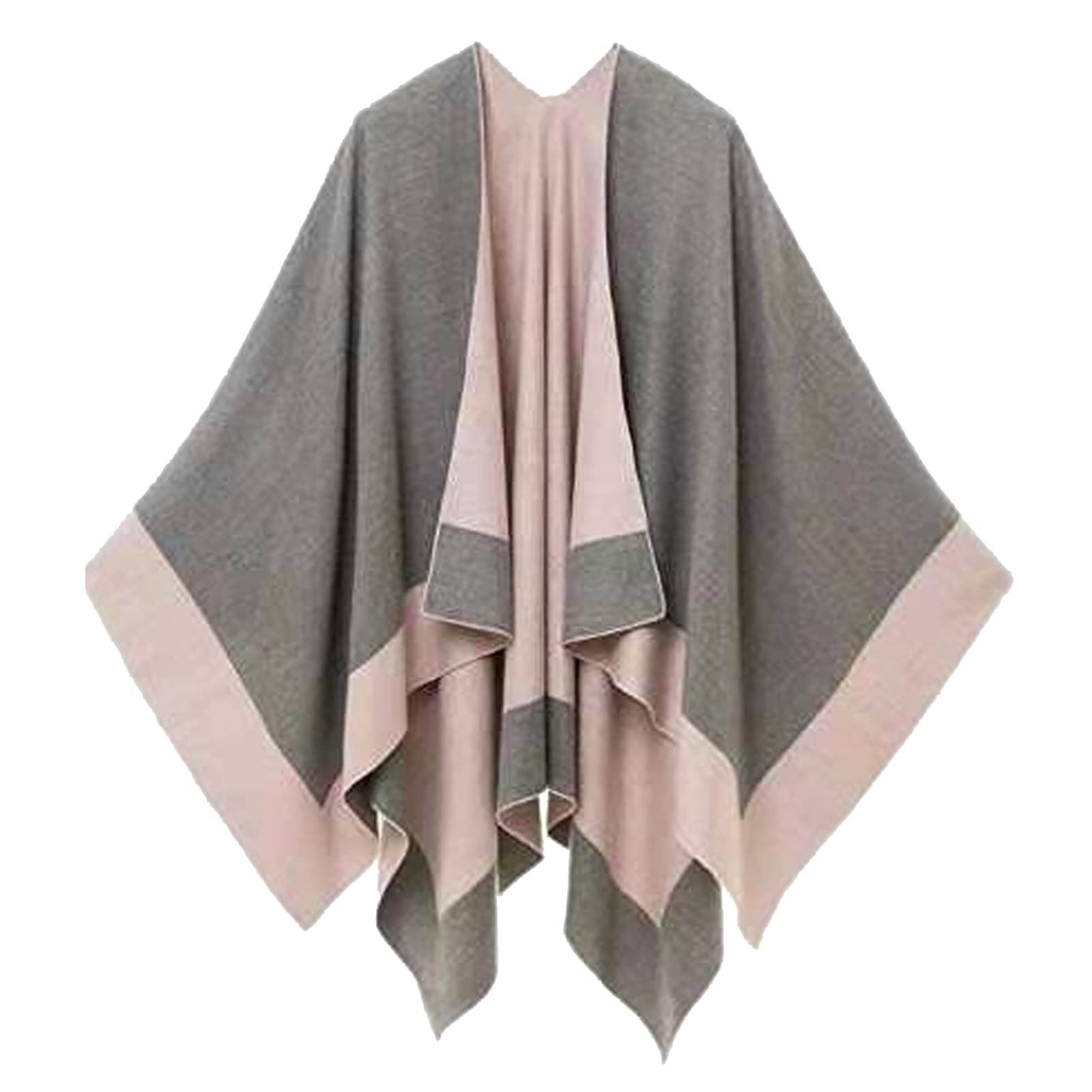 liuyffanWomen Elegant And Comfortable Color Blocking Autumn Spring Winter Windproof Warm Fashion Cloak Shawl Cardigan