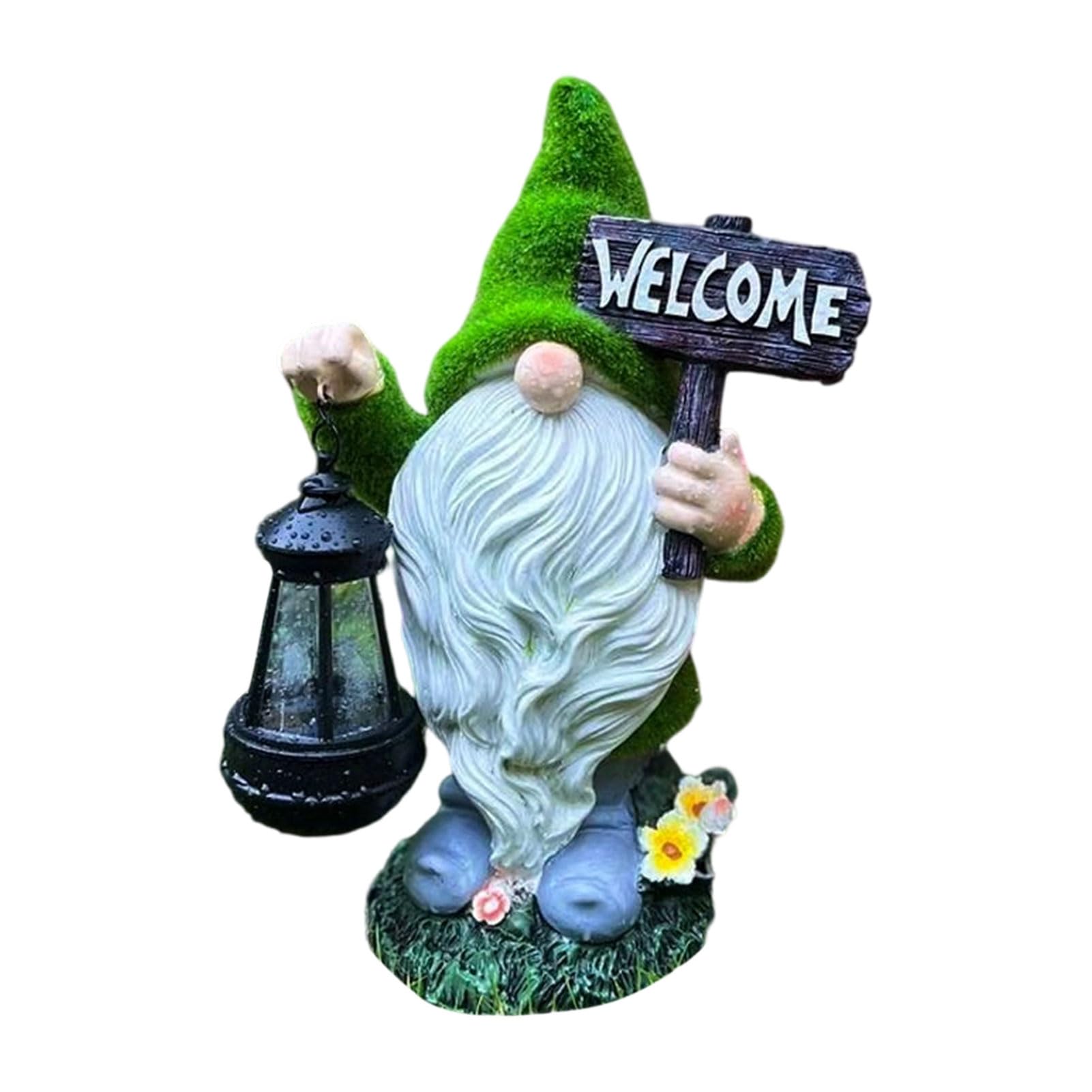 Solar Garden Gnome Light, Outdoor Holding Lantern Statue – Waterproof Lamp for Yard, Patio, Lawn, Terrace B