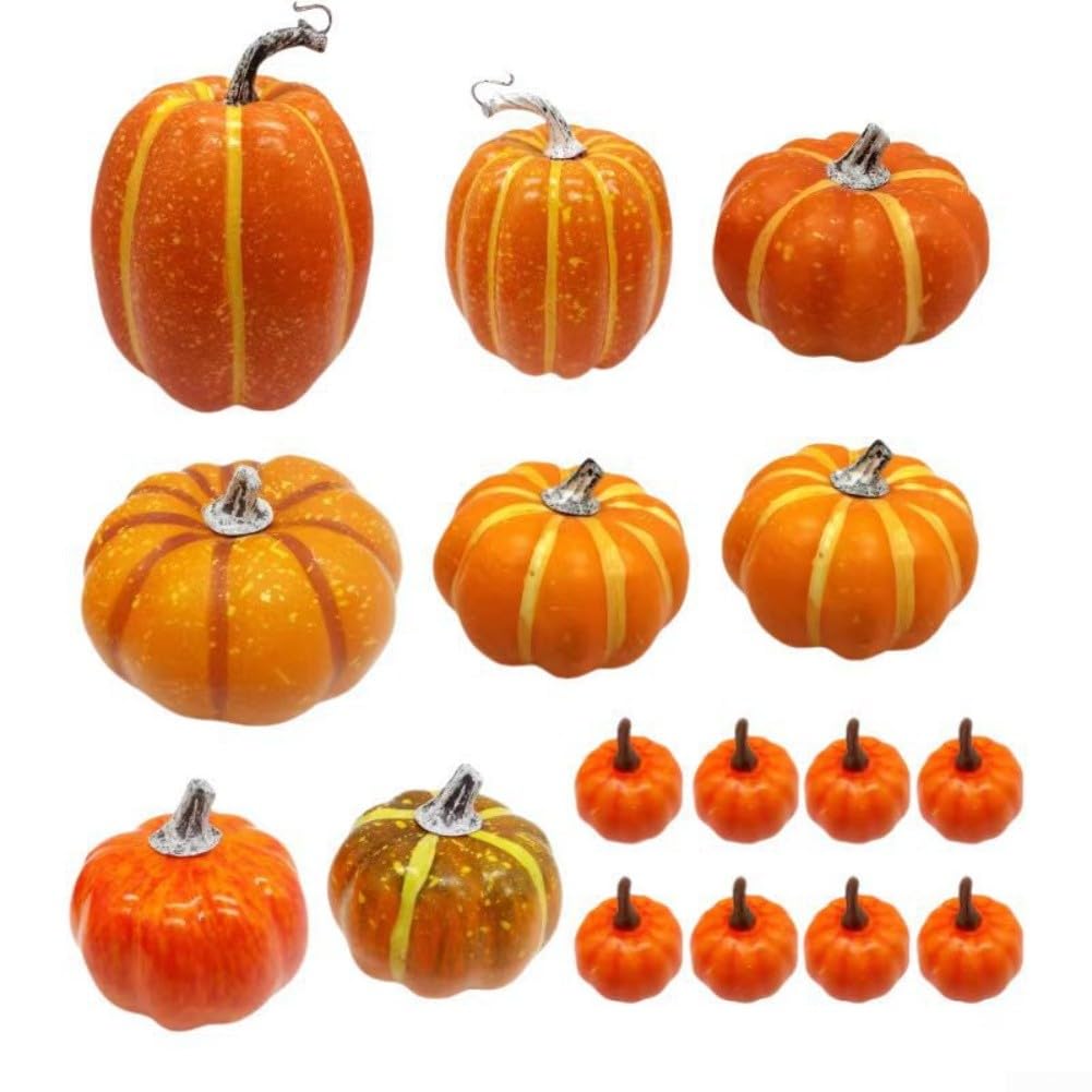 Set di 16 zucche finte per eventi autunnali e decorazioni natalizie, tra cui Halloween e Ringraziamento