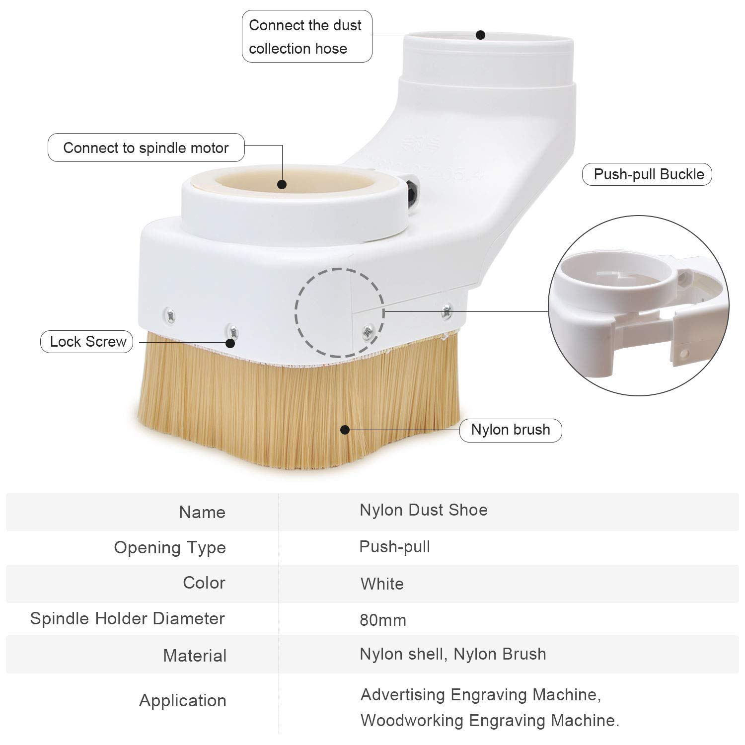 Daedalus NL330 CNC Cache-Poussière, Nettoyeur de Cache-Poussière de Broche pour Routeur CNC 80 mm Moteur de Broche Fraiseuse Outil de Gravure, Blanc