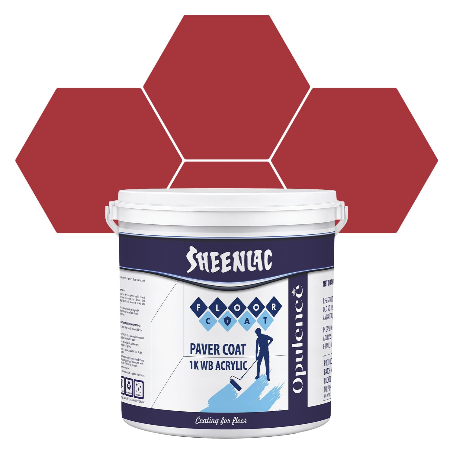 SHEENLAC Paver Coat 1K β Cardinal Red, 4 L | Water-Based Acrylic Floor Coating & Protective Sealant for Concrete and Paver Surfaces