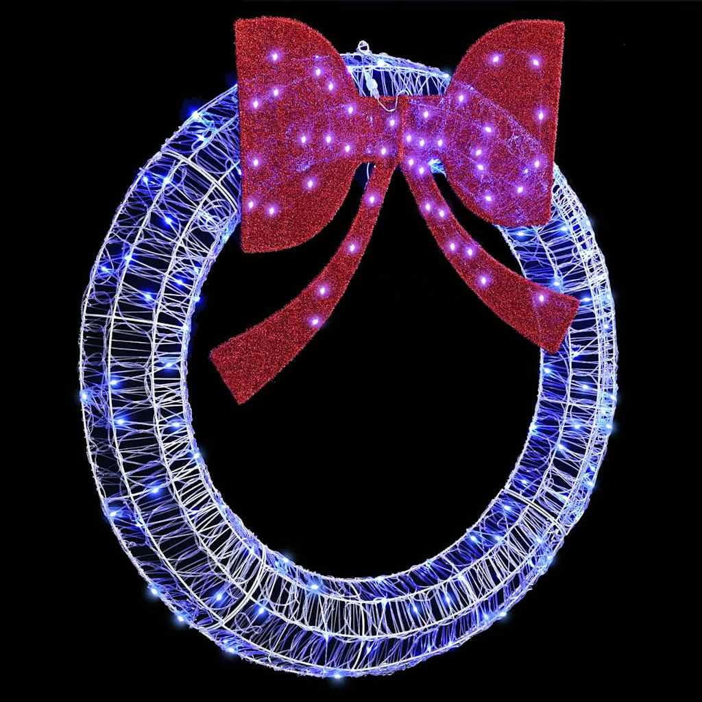 Mangloder Couronne bleue en acrylique avec 150 LED, 120 cm, décoration de Noël, alimentation USB, télécommande, nœud scintillant, pour intérieur et extérieur protégé, look moderne de l'Avent et