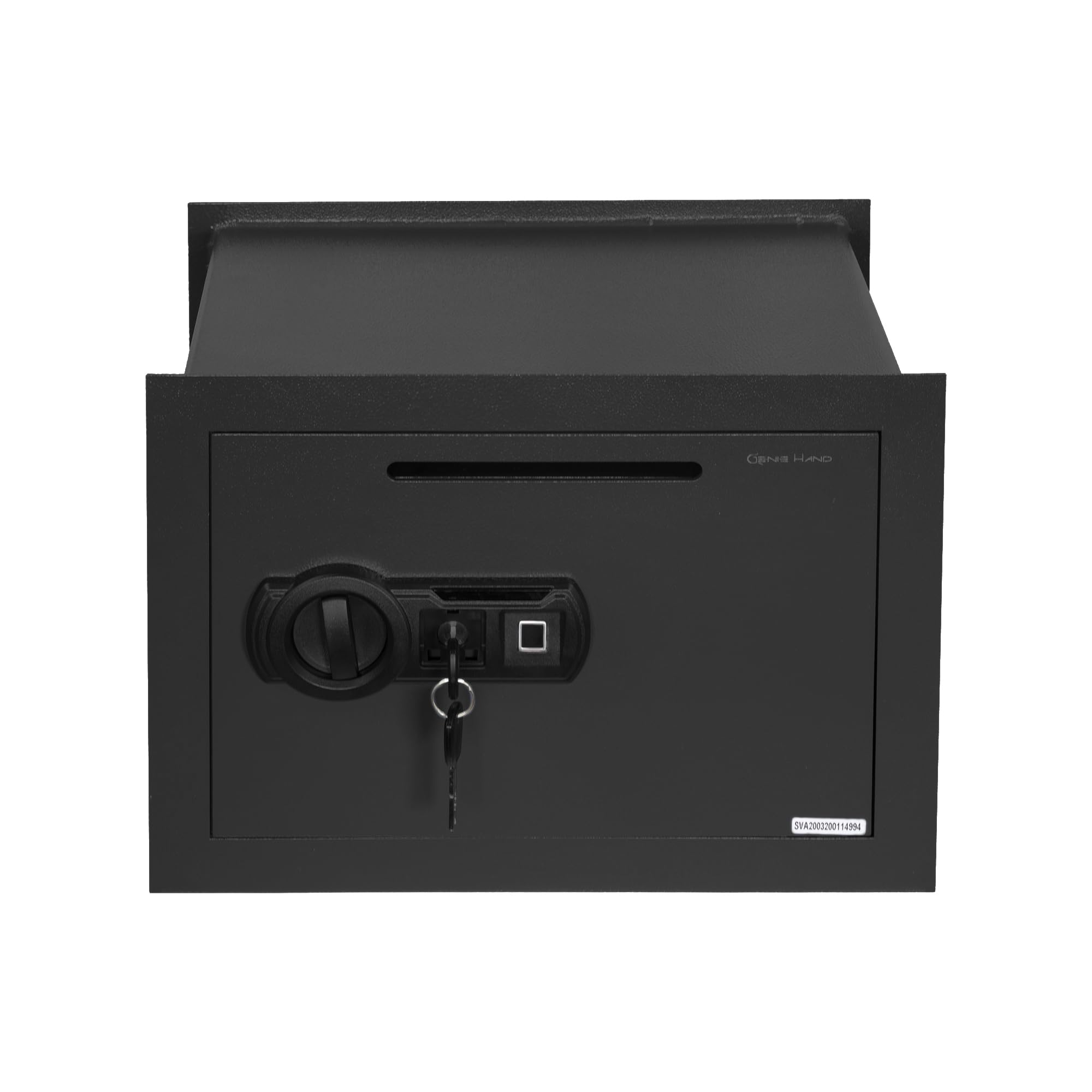 Genie Hand Black – Fingerprint Electronic Depository Safe – B-Class Lock – Anti Bounce Technology (Wall Version)
