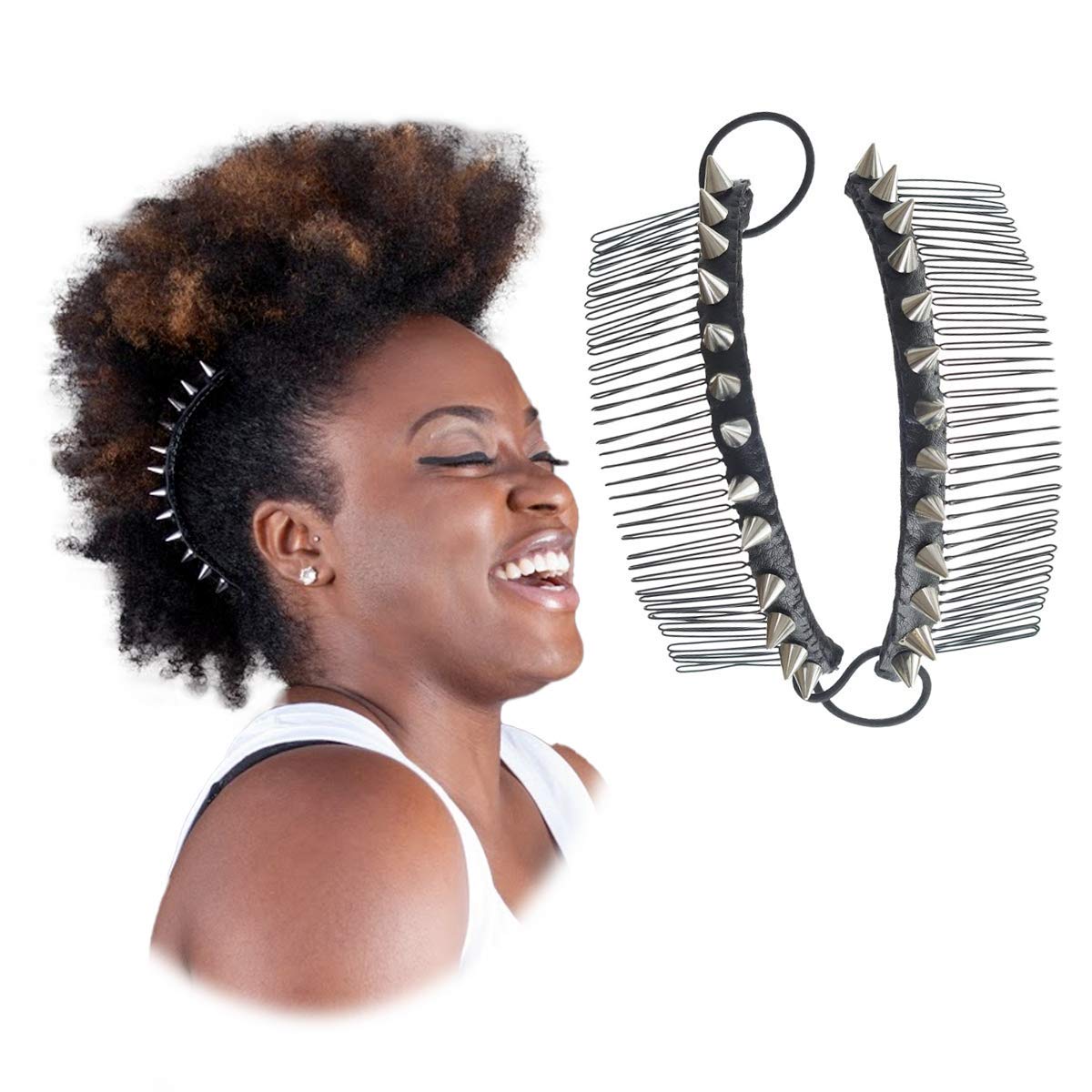 Amazon.com : Banana Hair Clip Spike Silver Studded for Thick, Natural Curly  Hair - Create Alternative Styles in Seconds with No Damage, Creases, or  Pain : Beauty & Personal Care
