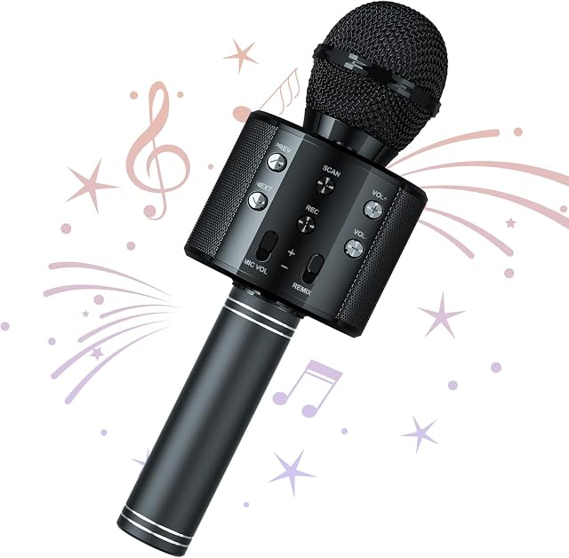 Wowstar Karaoke Wireless Microphones, Bluetooth Microphones for Kids Adults, Children Portable Microphone Speaker Voice Changer for Boy Girl Toy, Home KTV Player for Party Singing Gift