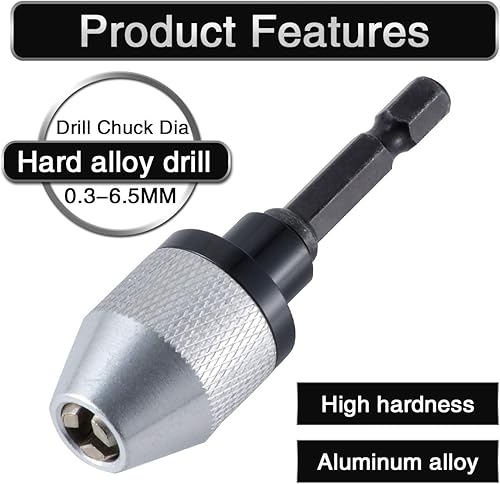 Miniatura 3 de Herramienta de conversión de portabrocas de 3 mordazas sin llave de 0.012-0.256 in, juego de herramientas de brocas manuales eléctricas, taladro de