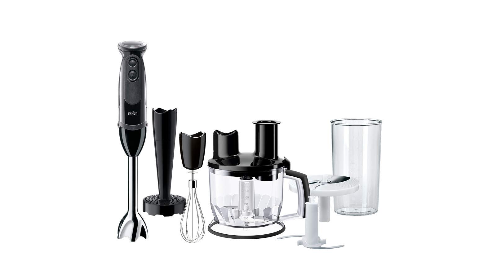 Braun MQ 5277BK Mixeur plongeant MultiQuick 5 Vario avec pied mélangeur en acier inoxydable, 1000 W, avec kit d'accessoires 4 pi