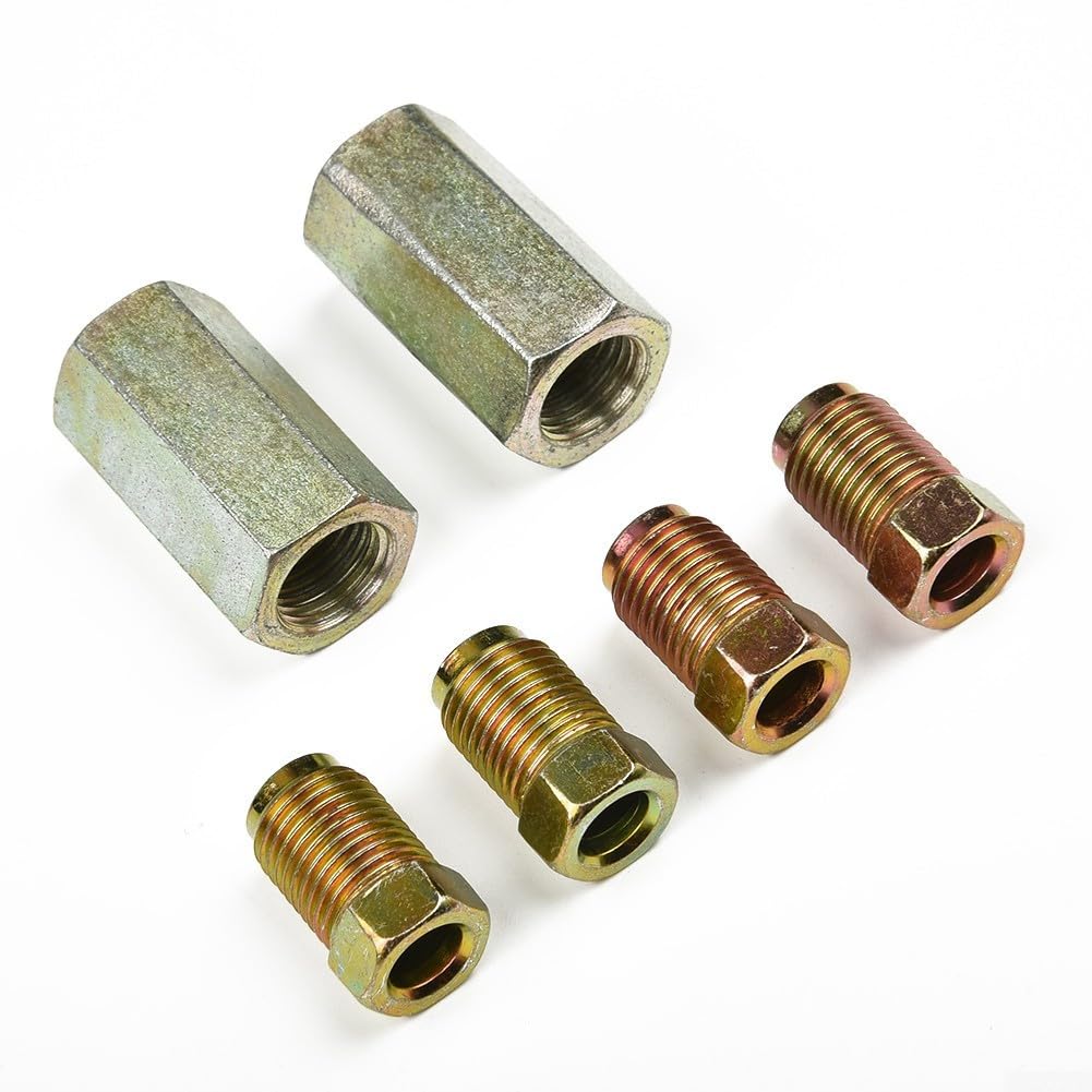 Lot de connecteurs de tuyau de frein 2 voies femelles avec 4 écrous mâles pour pas de 10 mm x 1 mm, compatible avec tuyau de frein 3/16