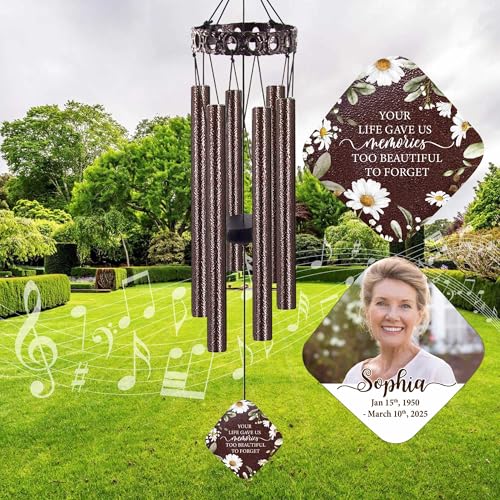 Image of ASTARIN Personalized Memorial Wind Chimes, Customized Wind Chime for Loss of Loved One /Mother /Father, Wind Chimes for Outside Garden Decoration, Sympathy Gifts for Women /Man