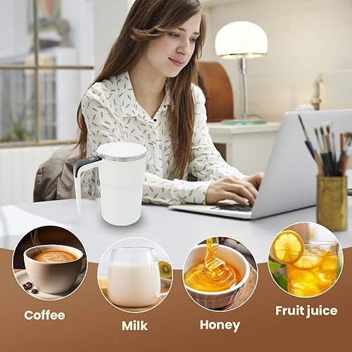Miniatura 6 de Taza de café autoagitación automática de ANYSENT, taza de mezcla magnética con tapa para el hogar, oficina, viajes, taza automezclable giratoria de