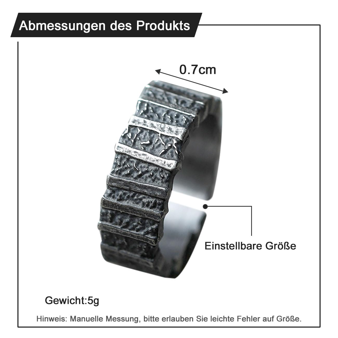 Anello da Uomo Regolabile con Struttura a Recinzione Vintage Viking Retro Open Ring Anello da Pollice Gothic Punk Gioielli Regali per Uomini Ragazzi Padre