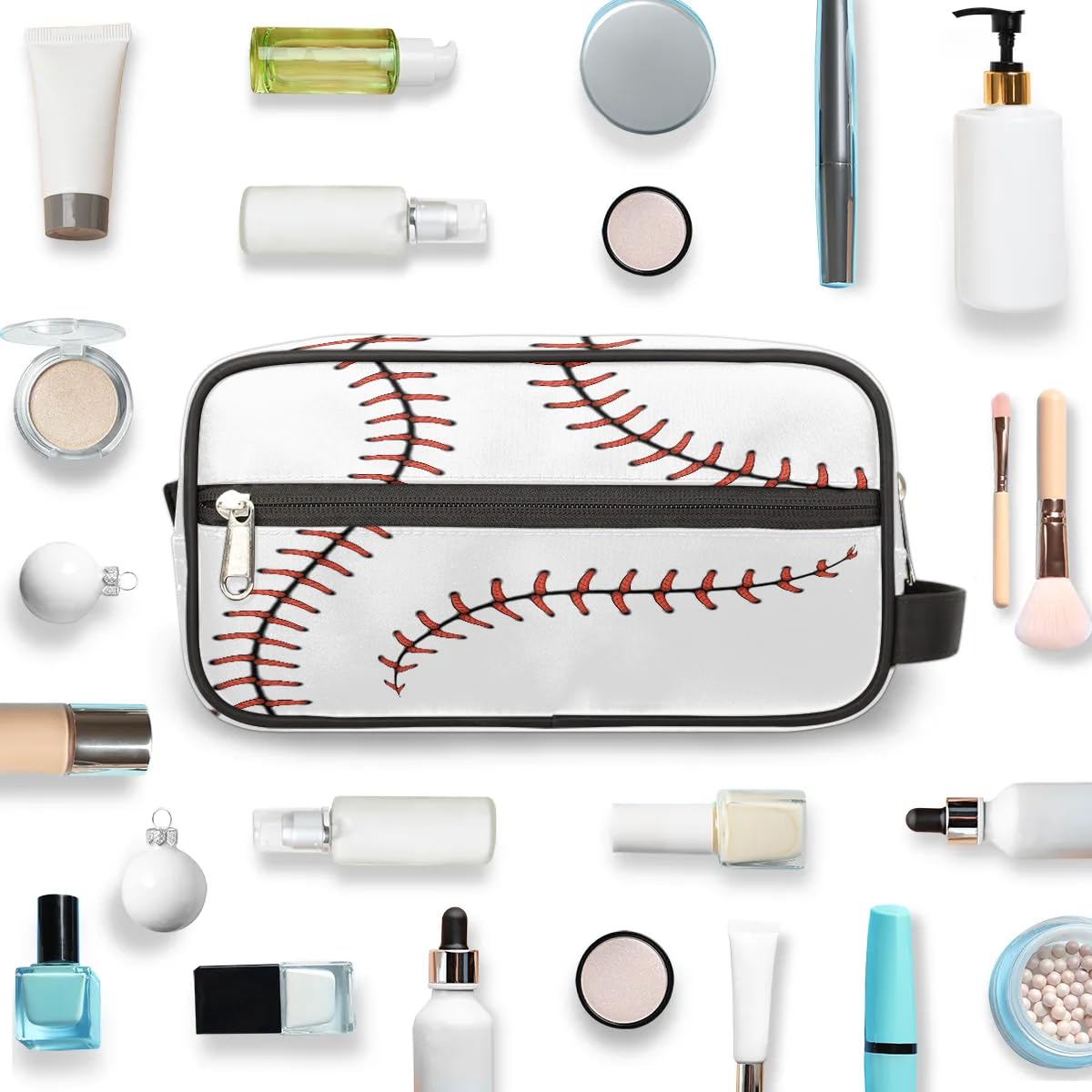 Neceser de viaje para niños, impermeable, para colgar, bolsa de lavado con gran capacidad para viajes, deportes, ducha, blanco (White Baseball), Béisbol blanco