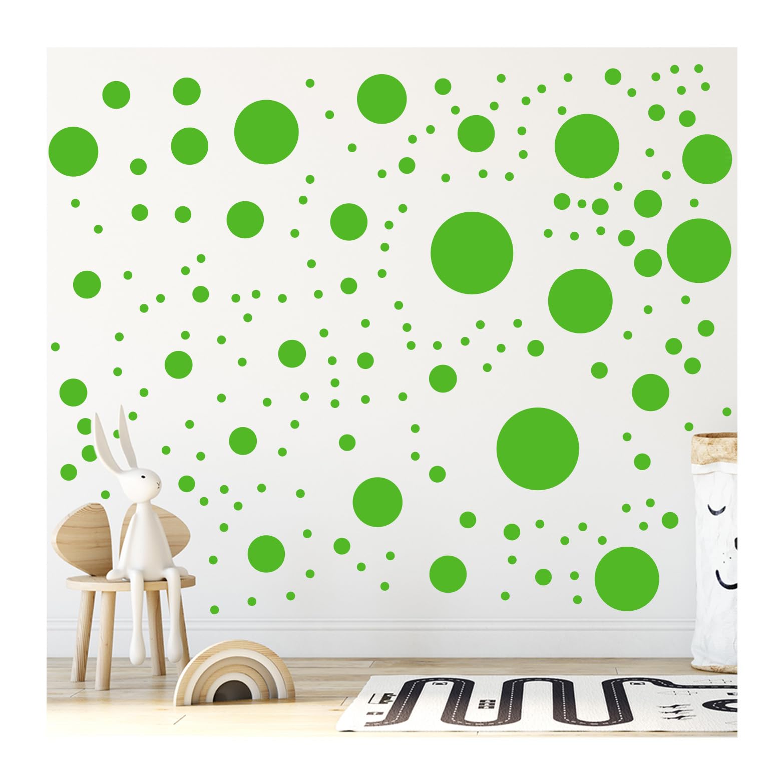 Stickerdeen Green 500+ Assorted Polka Dot Circle Wall Stickers For Kids Bedroom Living Room, Classroom, Playroom Decor Removable Vinyl Wall Stickers Dots Wall Decals (Green)