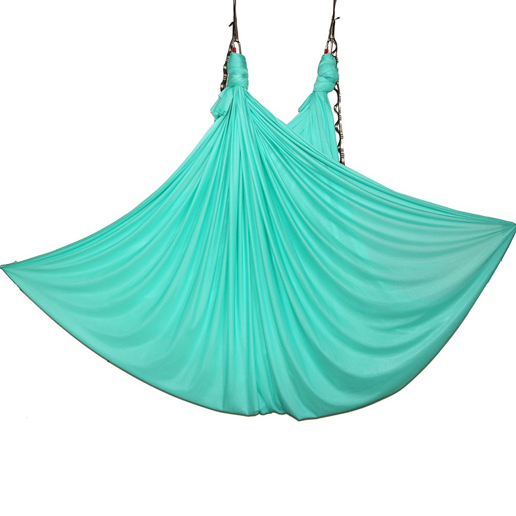 Hamac aérien de yoga 5m vert marine avec kit complet de fixation - 7